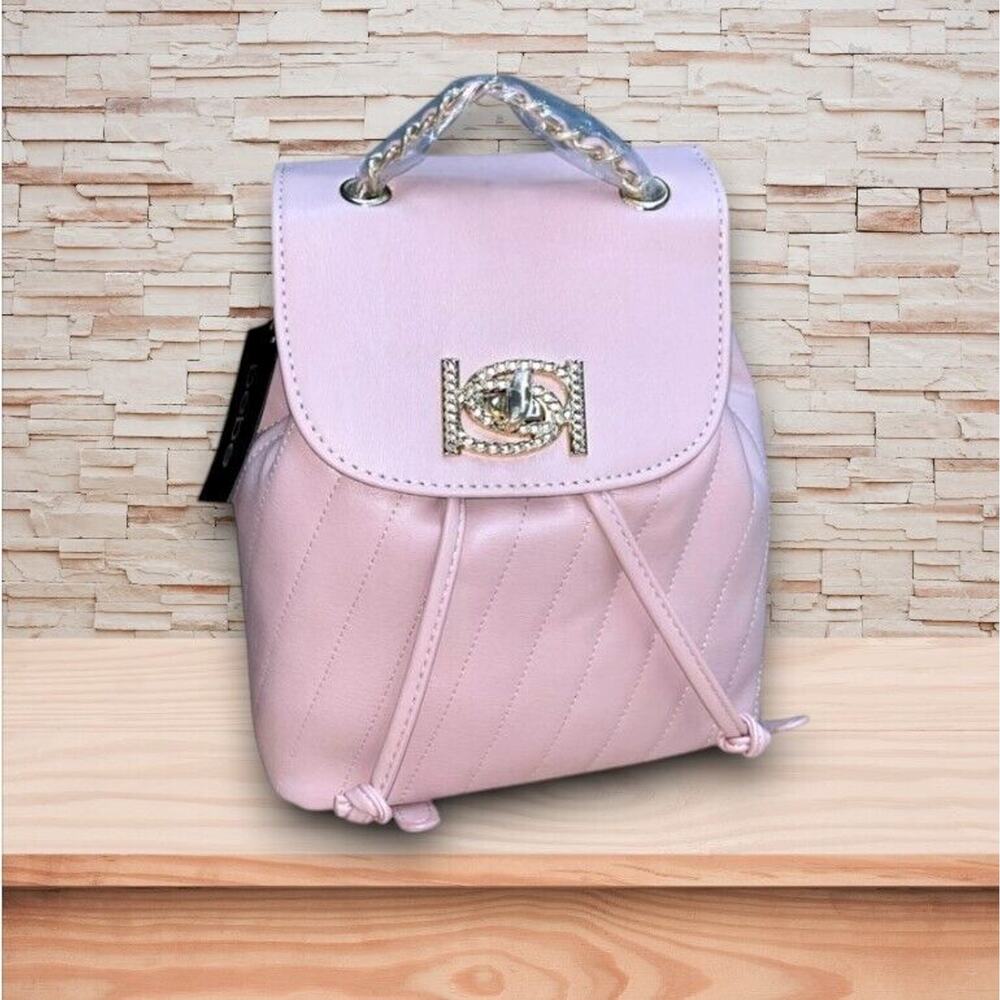 Bebe Hera Small Backpack Handbag Top Chain Handle Blush Faux Leather NWT